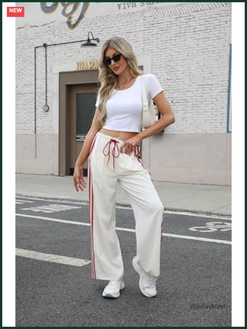 Women's Wide Leg Palazzo Pants Drawstring High Rise Side Striped Pockets - Picture 5 of 6
